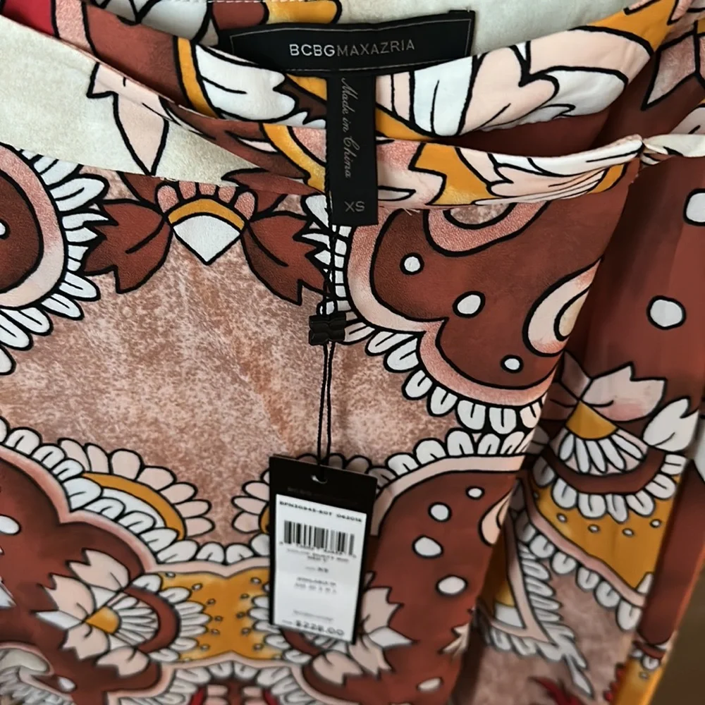 BCBGMAXAZRIA Grand Paisley Maxi Wrap Skirt In Dusty Rio (NWT) - Picture 7 of 8